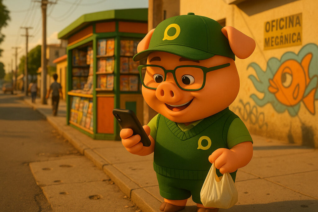 Poupinho na rua voltando do mercado