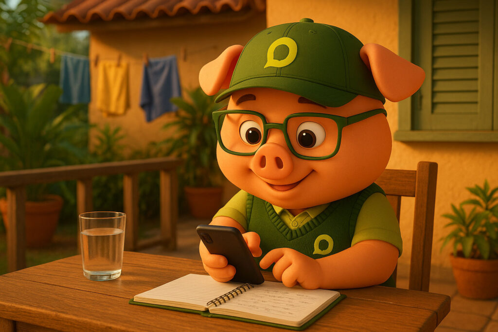 Poupinho organizando sua vida financeira