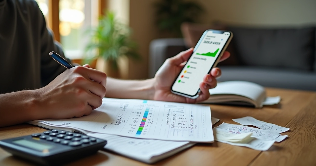 Pessoa ajustando metas financeiras em caderno após imprevistos
