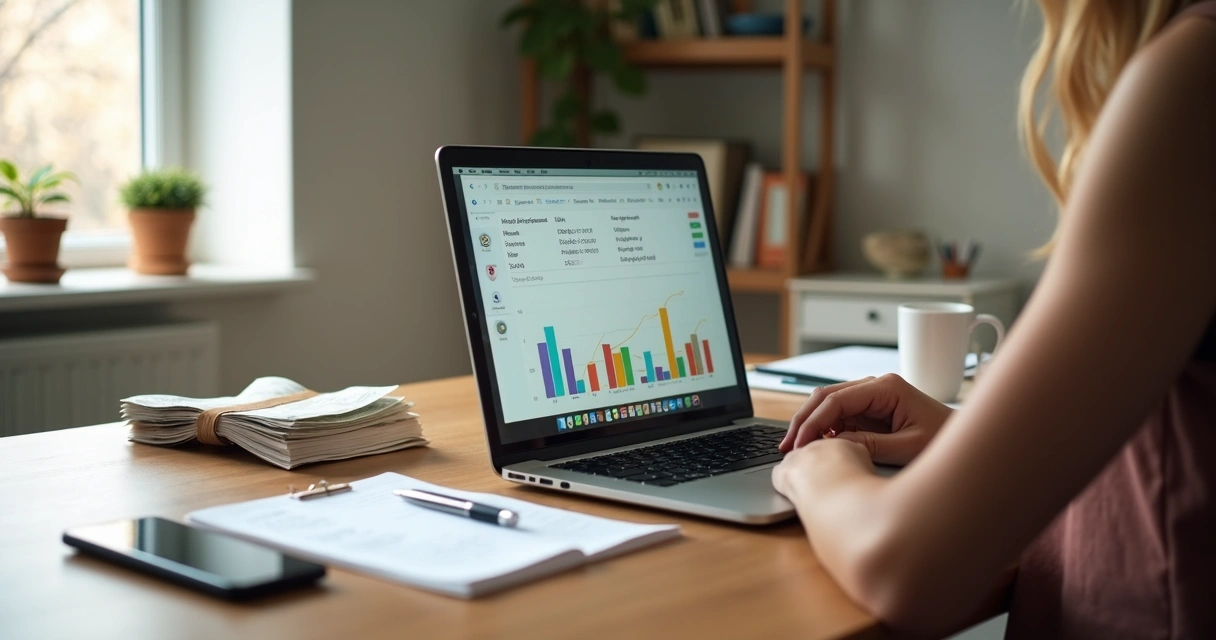 Pessoa analisando finanças pessoais ao planejar mudança de trabalho